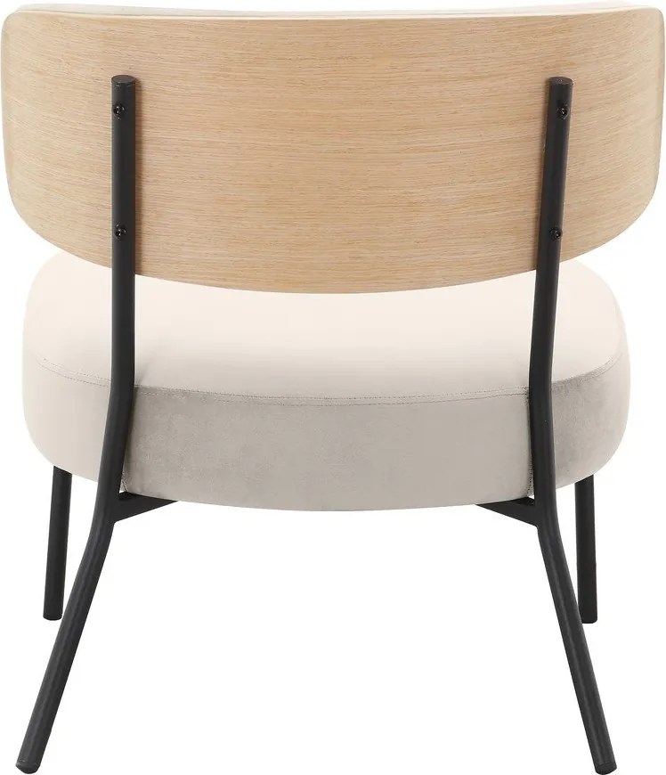 Кремав кадифен фотьойл с табуретка Jerry – Støraa