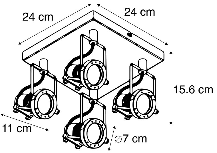 Индустриален прожектор черен 4-светлина - Suplux