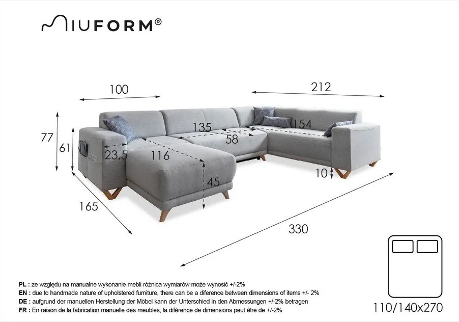 Светлосив разтегателен/с място за съхранение ъглов диван (десен ъгъл/U форма) Classy Sophie – Miuform