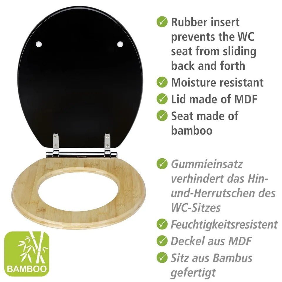 Тоалетна седалка с автоматично затваряне 37 x 44 cm Bambusa - Wenko