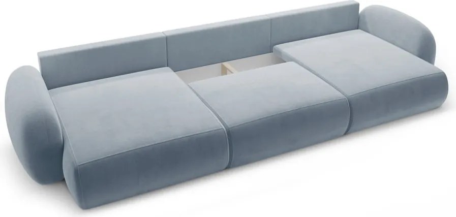 Сиво-син кадифен сгъваем/с място за съхранение ъглов диван (U форма) Tonale – Cosmopolitan Design