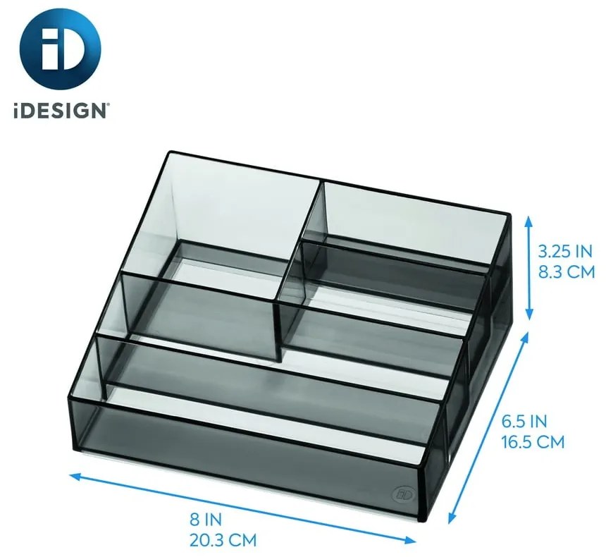 Матово черен органайзер за козметика за баня от рециклирана пластмаса Nail Station - iDesign