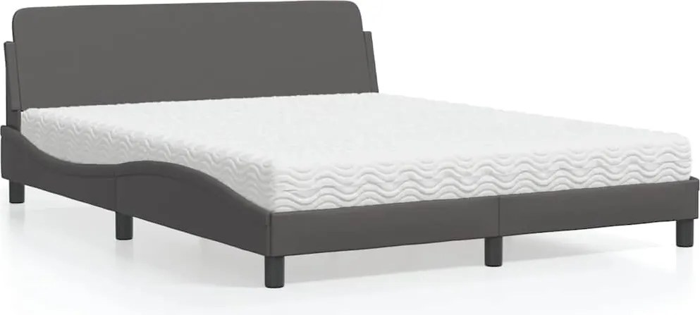 3208440 vidaXL Легло с матрак Dover, сиво, 160x200 см, изкуствена кожа