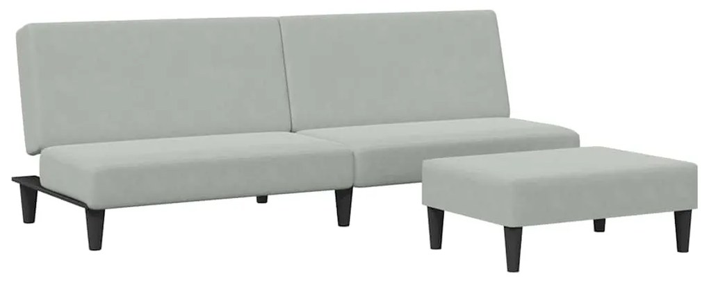3216231 vidaXL 2-местно разтегателно канапе с табуретка, светлосиво, кадифе