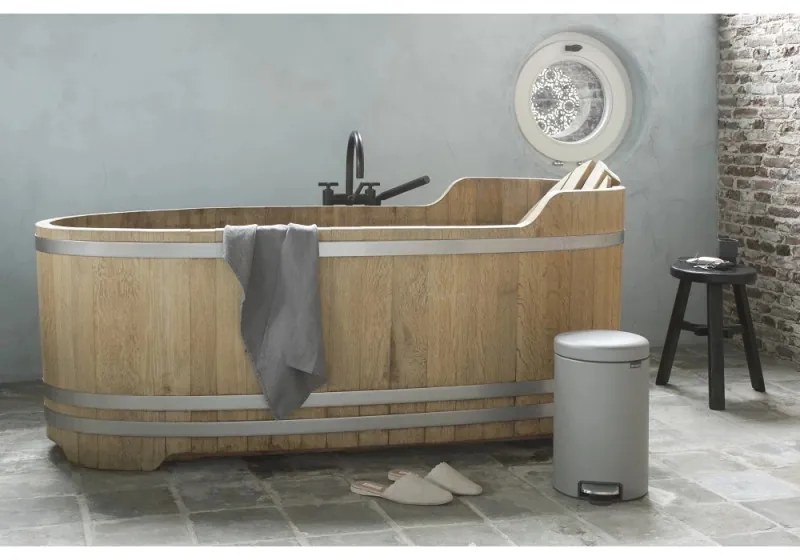 Кош за боклук с педал Brabantia NewIcon 1001090, 12 л, Плавно затваряне, Противоплъзгаща основа, Минерално покритие, Сив