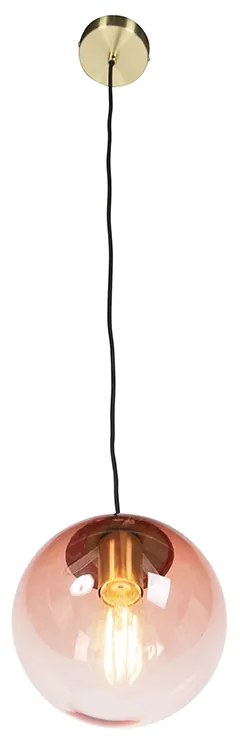 Висяща лампа в стил арт деко с месинг и розово стъкло 20 см - Pallon