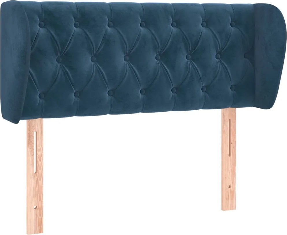3117520 vidaXL Горна табла за легло с уши, тъмносиня, 93x23x78/88 см, кадифе