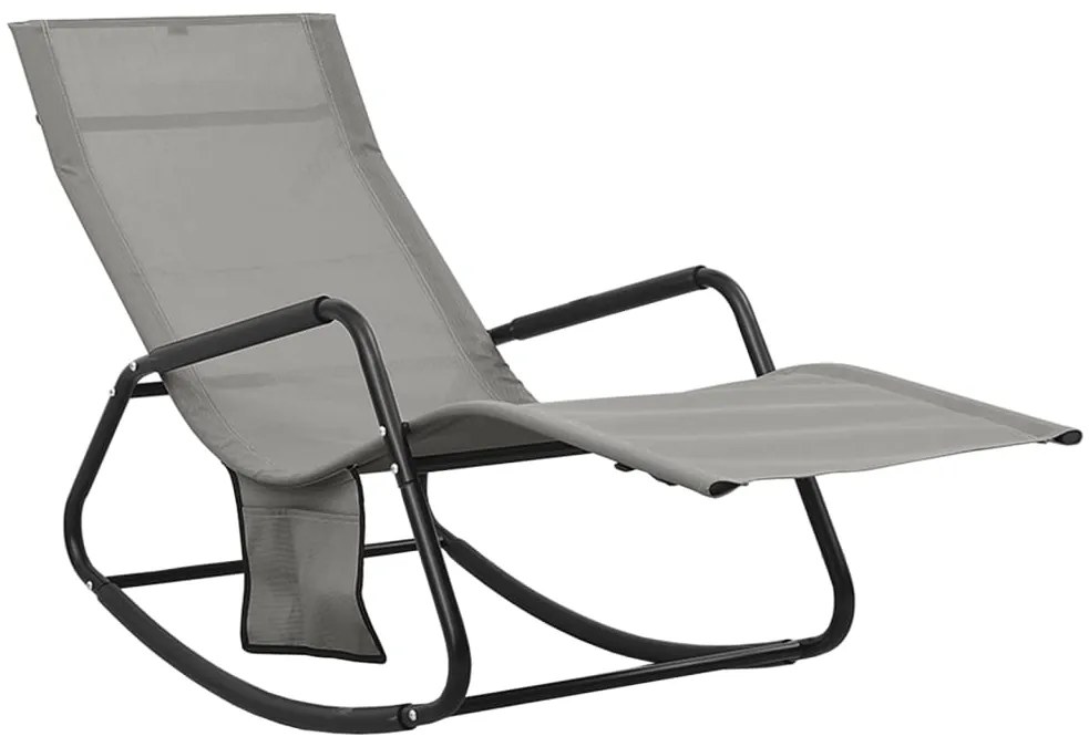317592 vidaXL Шезлонг, стомана и textilene, сив