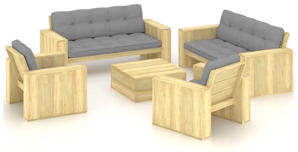 3065787 vidaXL Градински лаундж комплект 5 части с възглавници импрегниран бор