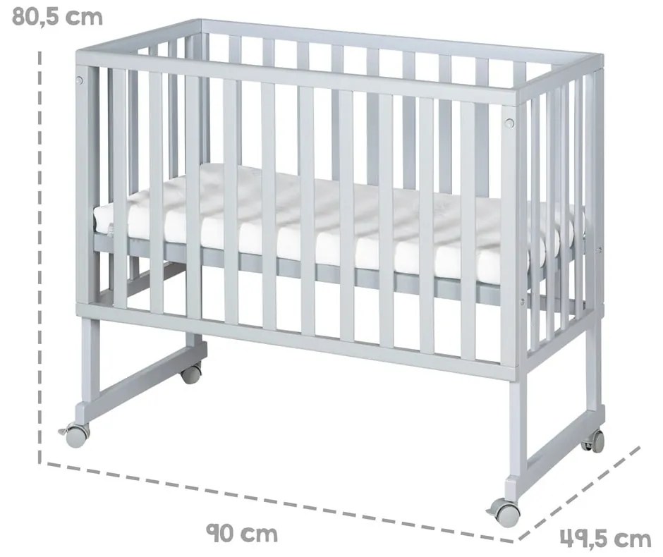 Сиво детско креватче 90x45 cm - Roba