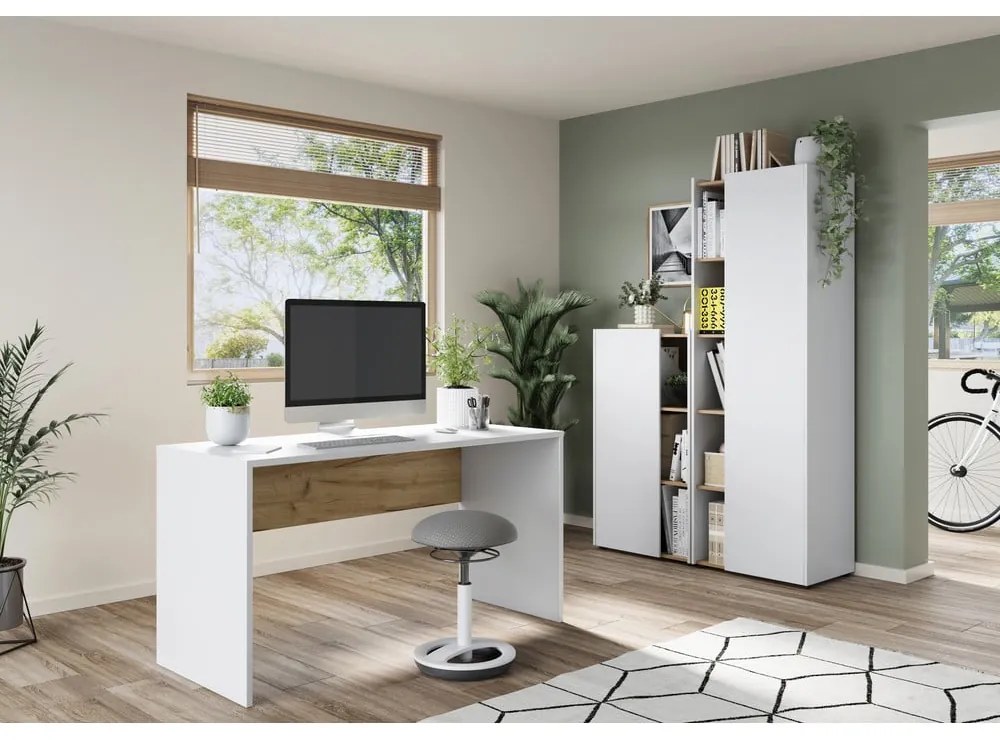 Работна маса с бял плот за маса 60x140 cm Hasselt – Germania