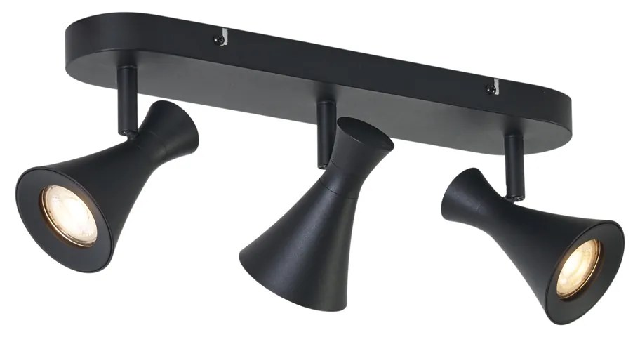 Модерен таванен прожектор черен 3-светлини регулируем - Triangle