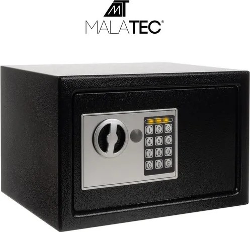 Метален сейф за пари и ценности Malatec 10L — С електронна брава и ключове, черен