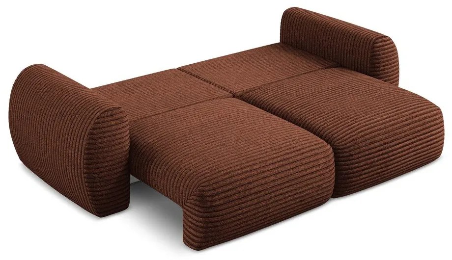 Теракотен разтегателен диван с място за съхранение от рипсено кадифе 266 cm Kini – Makamii