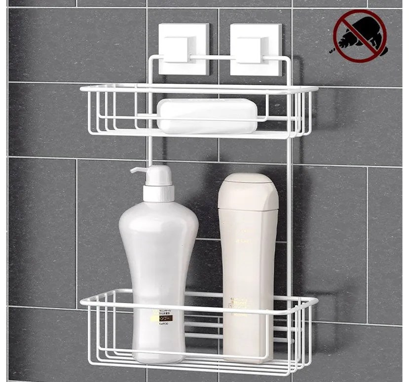 етажерка за баня TEKNO TEL EF-256W , с вакуум бяла