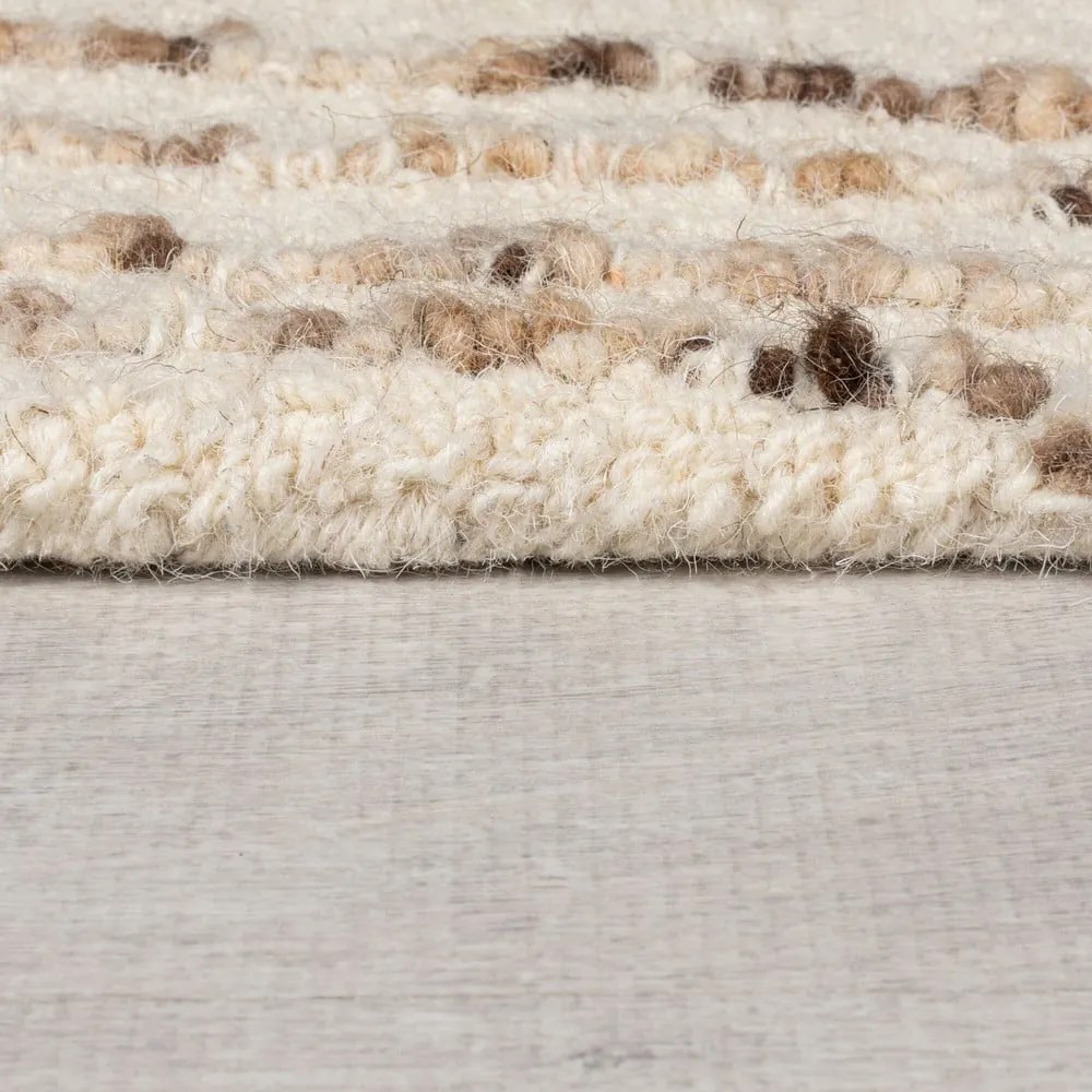 Кафяво-кремав вълнен килим 200x290 cm Abstract Swirl – Flair Rugs