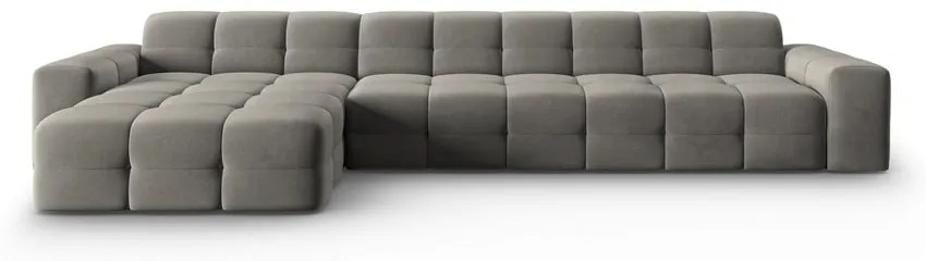Ъглов диван от сиво кадифе (ляв ъгъл) Kendal - Micadoni Home