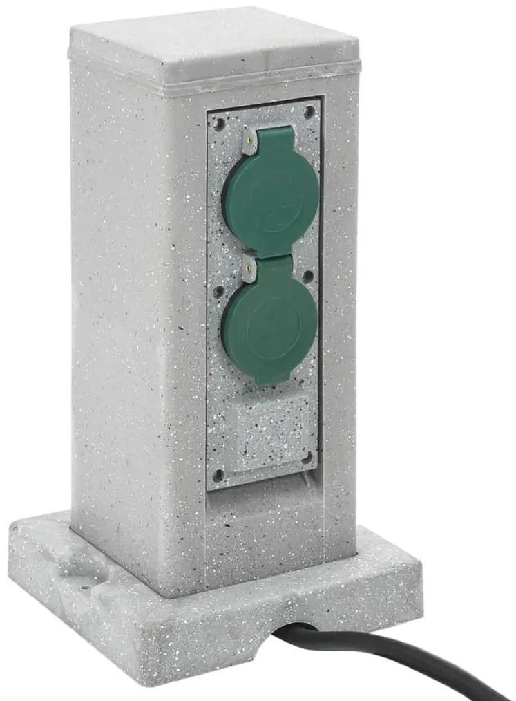 Външен контакт с шип 4-посочен каменна визия сив 16x16x29,5 см