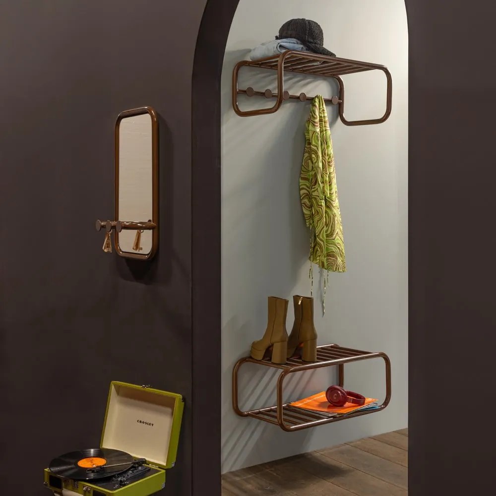 Тъмнокафява метална стенна закачалка с рафт 72 cm Retro – Spinder Design