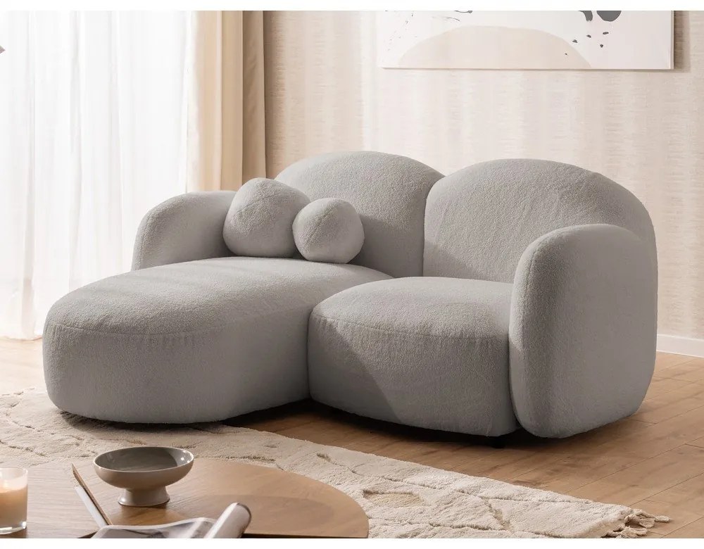 Сив ъглов диван от прежда с примки от букле (ляв ъгъл) Orbit – Ropez