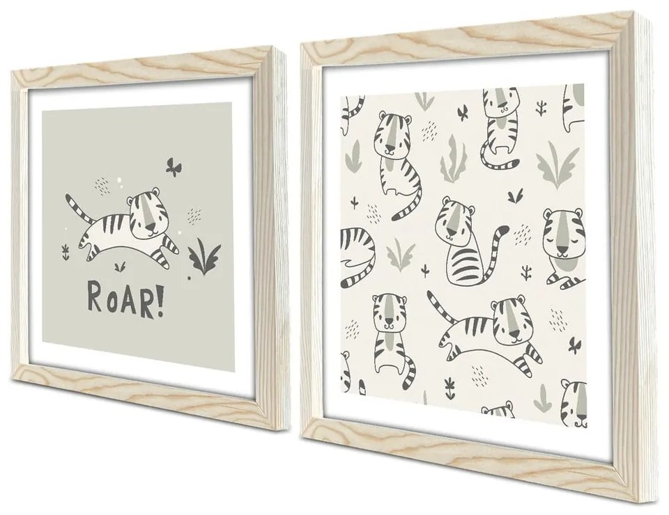 Детски картини в комплект от 2 броя 33x33 cm Roar - Wallity
