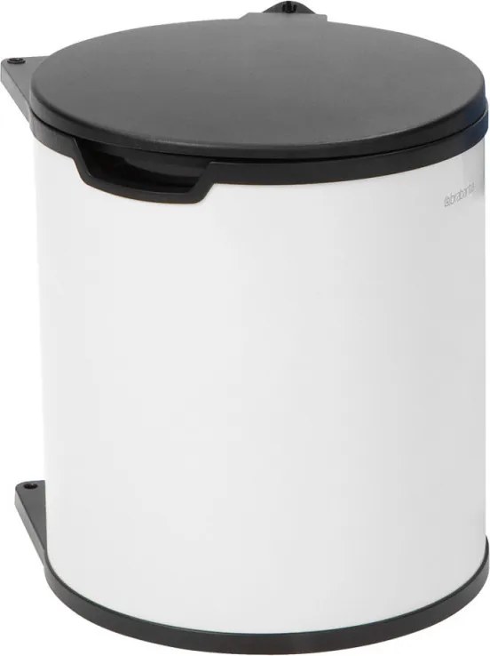 Кош за боклук за вграждане Brabantia Built-In 647045, 15 л, Широк отвор, Пластмасова вътрешна кофа, Бял