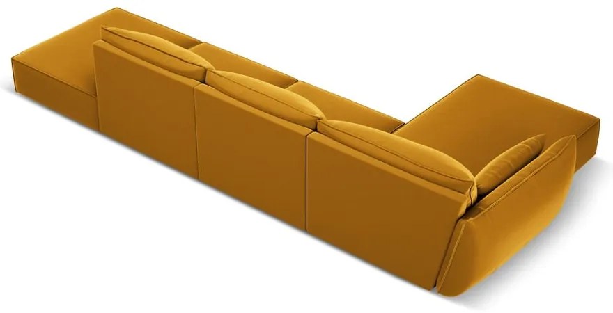 Кадифен ъглов диван в цвят горчица (ляв ъгъл) Vanda – Mazzini Sofas