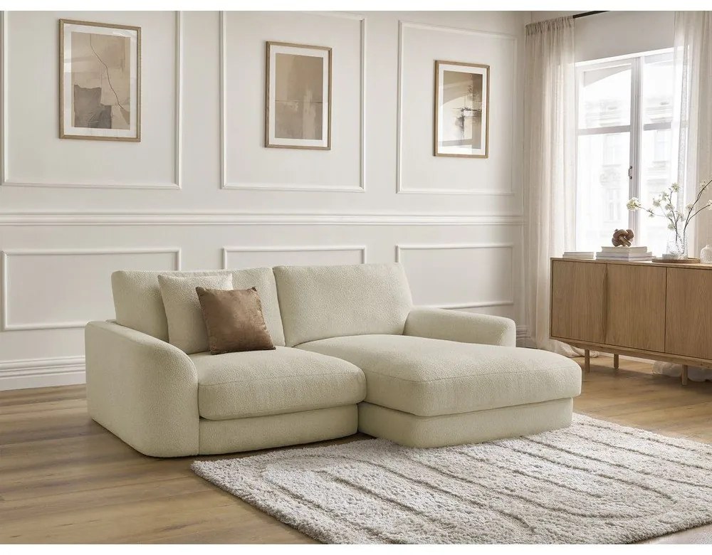 Бежов ъглов диван от букле (десен ъгъл) Leonore – Bobochic Paris