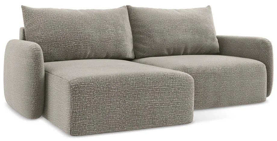 Бежов разтегателен ъглов диван с място за съхранение (ляв ъгъл) Kalena – Makamii