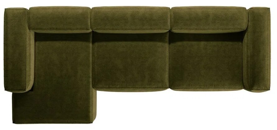 Зелен ъглов диван от рипсено кадифе (ляв ъгъл) Bergano – Cosmopolitan Design