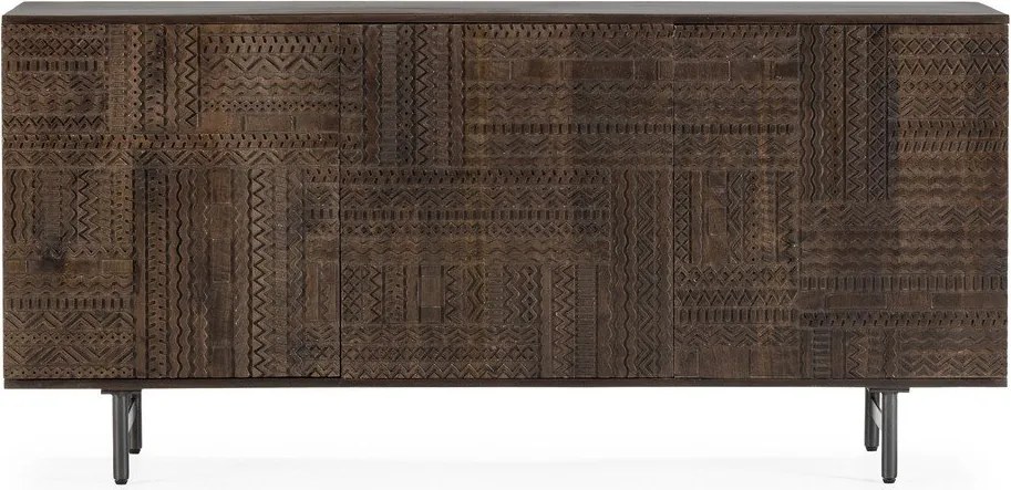 Тъмнокафяв скрин от масивно манго 160x75x40 cm Kalai – MOME