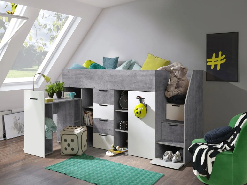 Многофункционално легло Konkret III-Gkri-Leuko-Right