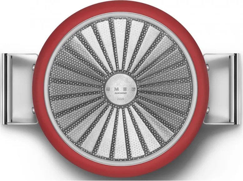 Тенджера SMEG CKFC2611RDM, 7.7 л, Ø26 см, Тефлоново покритие, До 250°C, Индукция, Червен