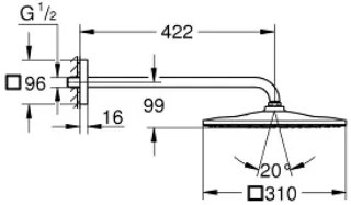 Квадрат Душ слушалка с рамо Grohe