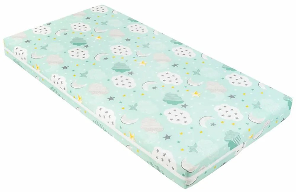 KIKKA BOO Матрак FANTASIA PLUS 60/120/8 см CLOUDS MINT