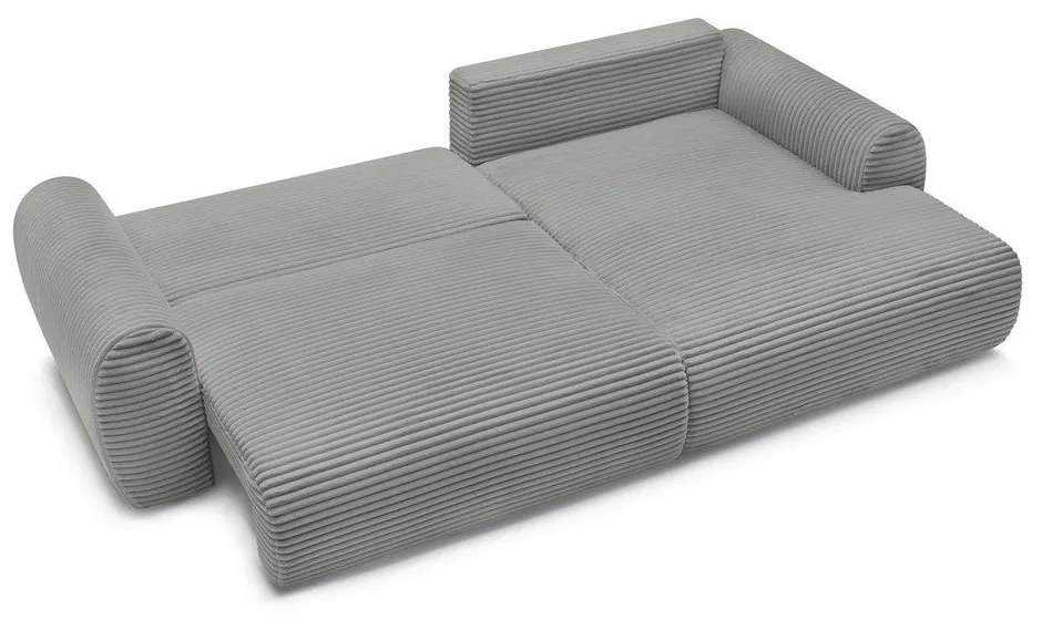 Тъмносив разтегателен ъглов диван от рипсено кадифе (десен ъгъл) Lucien – Bobochic Paris