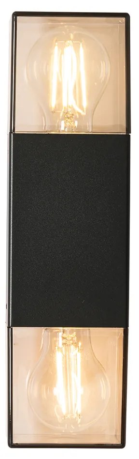 Външна стенна лампа черна с опушен абажур 2-светлина IP44 - Denmark