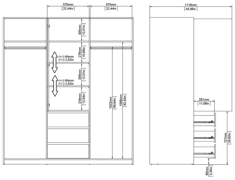 Гардероб от дъбов декор с плъзгащи се врати в естествен цвят 177x200x60 cm Naia – Tvilum