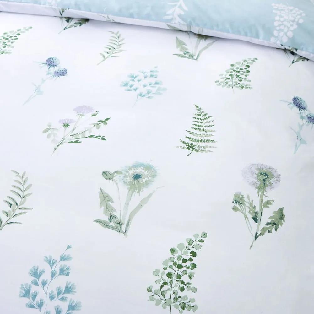 Бяло и синьо спално бельо от египетски памук , 200 x 200 cm Meadow Flowers - Bianca