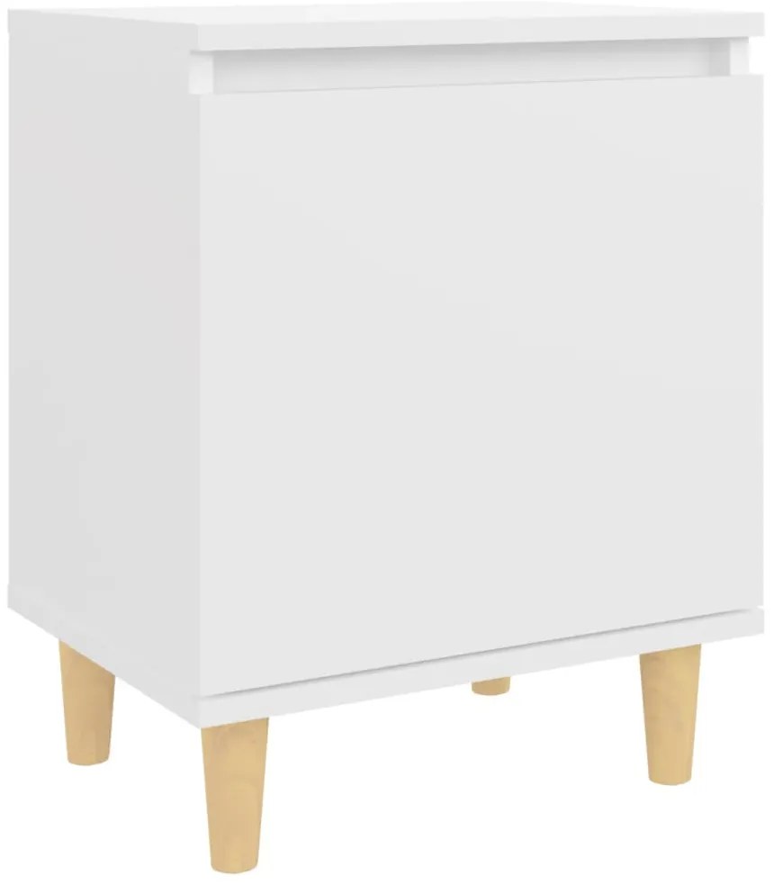 805815 vidaXL Нощно шкафче с крака от дървен масив, бяло, 40x30x50 см