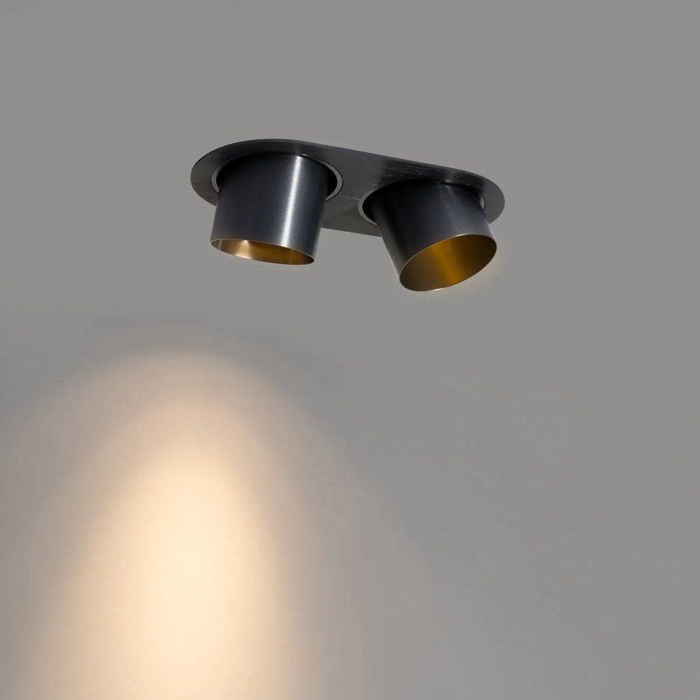 Кръгъл вграден прожектор тъмно сив GU10 70 mm накланящ се 2-светлинен - Installa