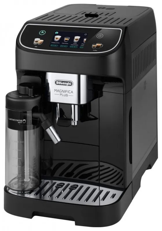 Кафеавтомат DeLonghi Magnifica PLUS ECAM 320.60.B, 1450W, 15 bar, 1.8l, 15 програми, 13 нива на смилане, TFT тъчскрийн, LatteCrema Hot, Опция за кафе на зърна, Черен