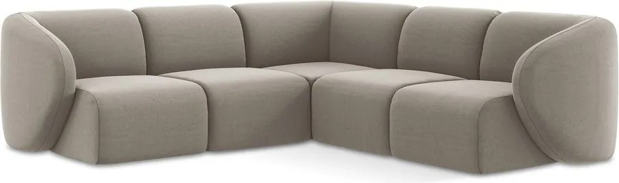 Светлокафяв кадифен ъглов диван Lani – Makamii