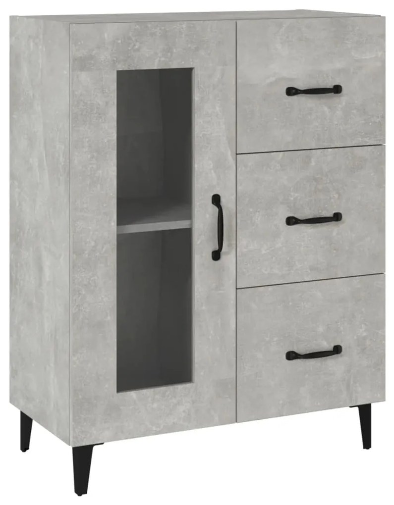 812217 vidaXL Сайдборд, бетонно сив, 69,5x34x90 см, инженерно дърво