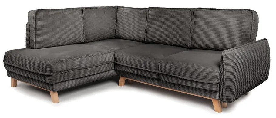 Сив сгъваем ъглов диван от рипсено кадифе (ляв ъгъл) Tori – Bonami Selection