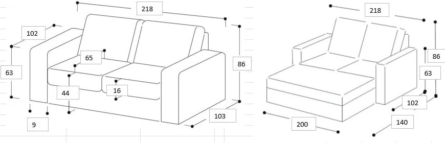 Кафяв разтегателен диван 218 cm Resmo - Scandic