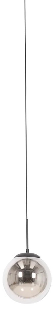 Арт Деко висяща лампа черна с димно стъкло вкл. адаптер за релса 1-фазна - Iconic Flore