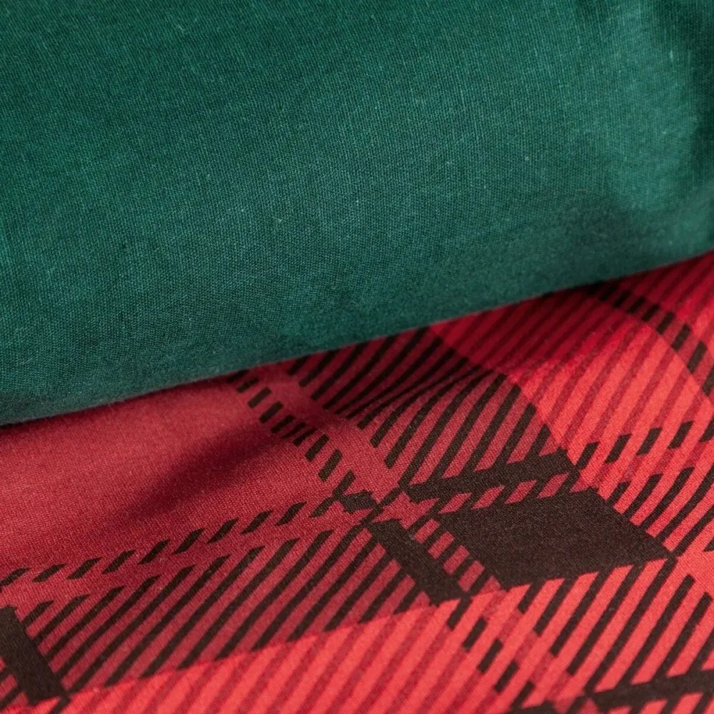 Коледно памучно спално бельо с каре и снежинки Ширина: 140 см | Дължина: 200 см