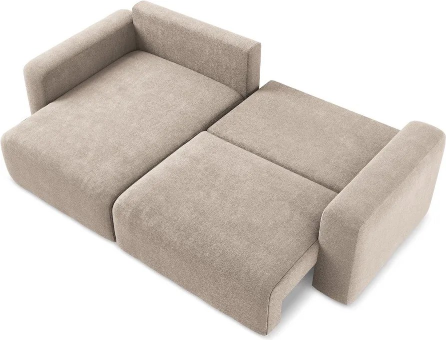 Бежов шенилов сгъваем/с място за съхранение ъглов диван (ляв ъгъл) Kona – Makamii