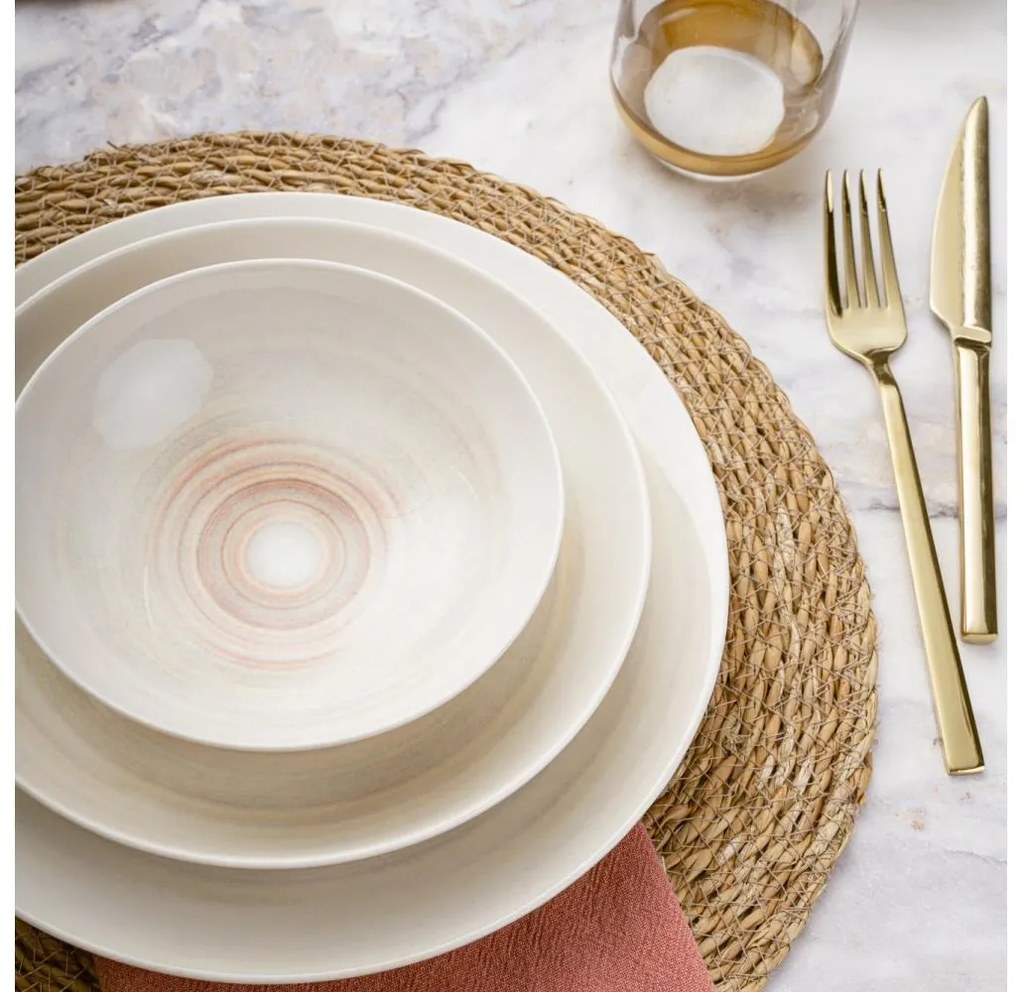 Комплект за хранене 24 части бежов/порцелан